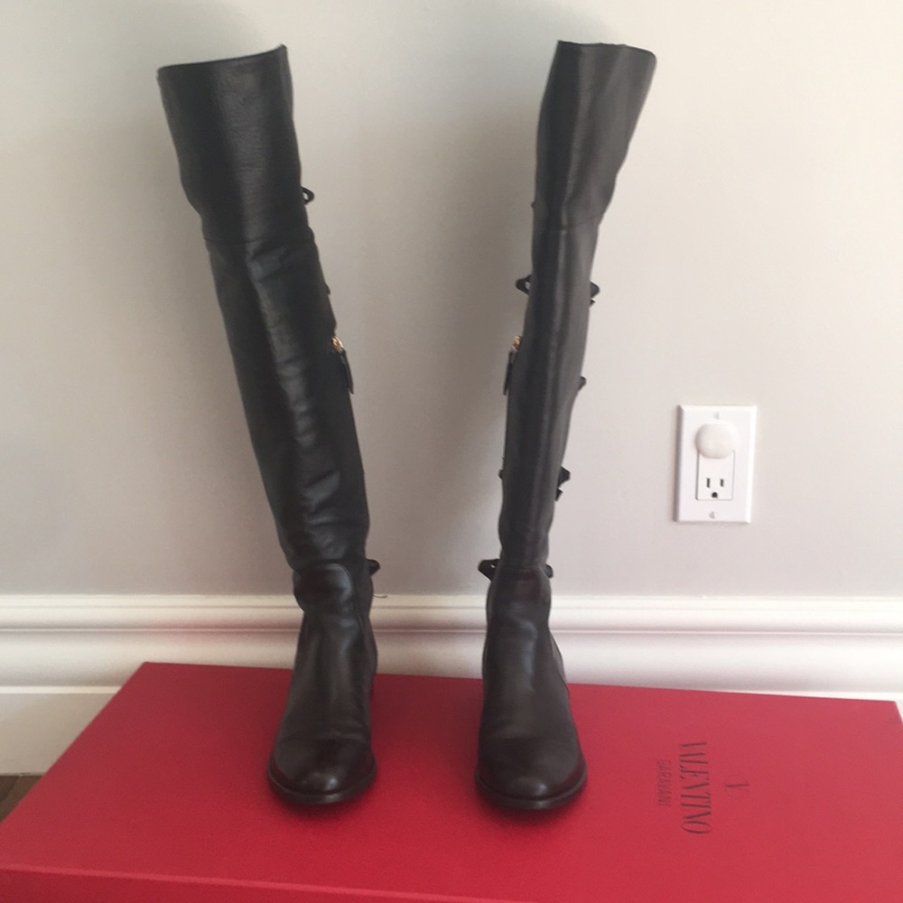 Valentino thigh high bow back boots
